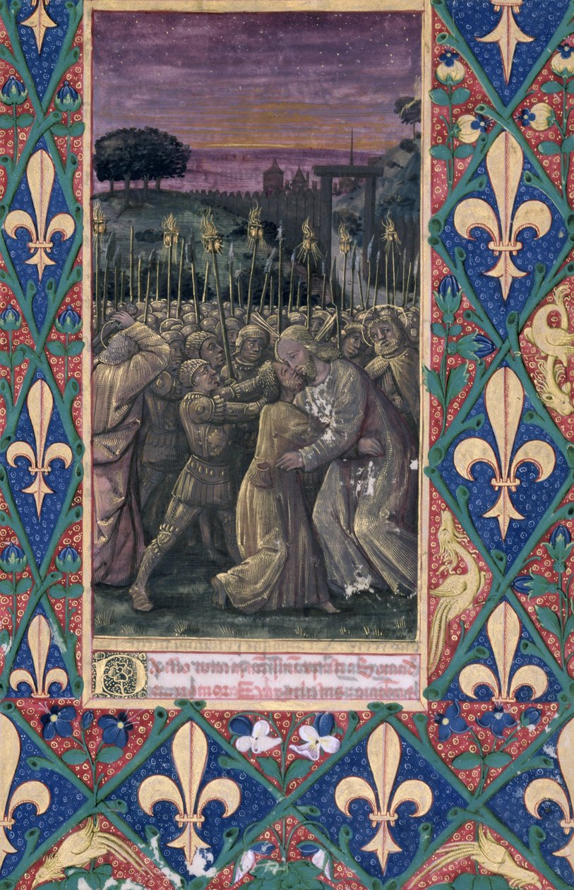 Ms Lat. Q.v.I.126 f.100 The Kiss of Judas, från "Book of Hours of Louis d