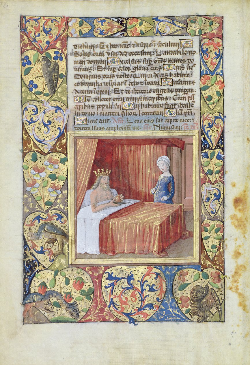 Ms Lat. Q.v.I.126 f.37v En kung som ligger i sängen, från 