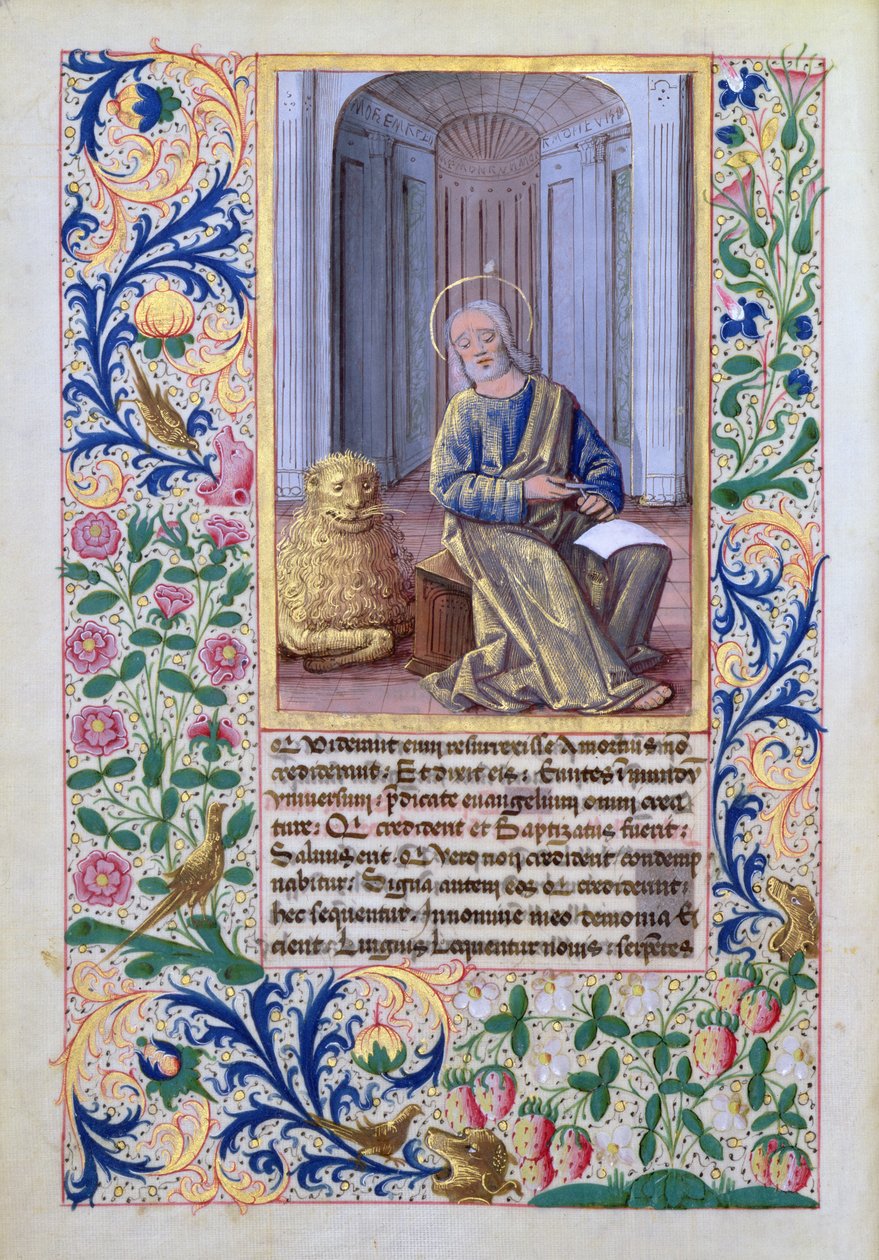 Ms Lat. Q.v.I.126 f.98v St. Markus, från Louis dOrleans