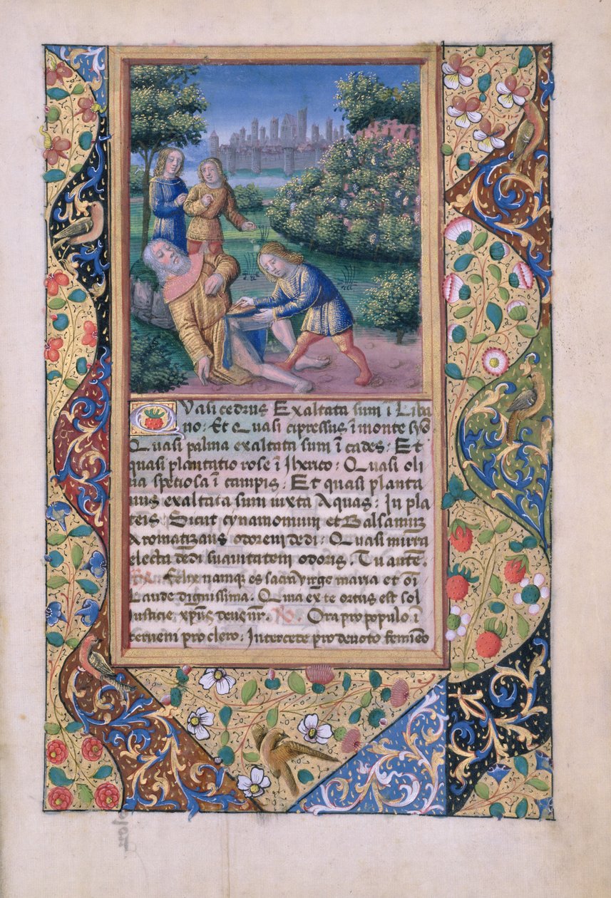 Ms Lat. Q.v.I.126 fol.17 The Drunkenness of Noah, från Book of Hours of Louis dOrleans, 1490 av Jean Colombe
