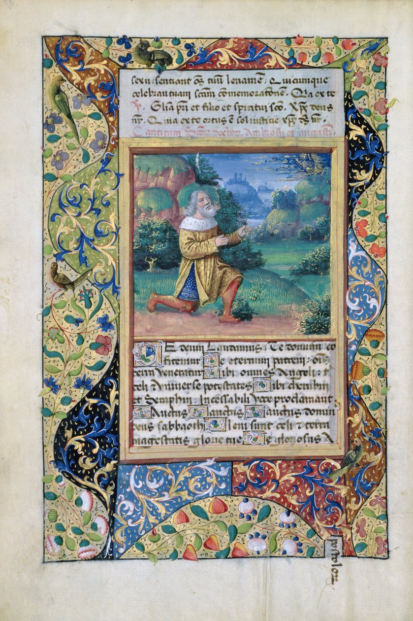 Ms Lat. Q.v.I.126 fol.17v Kung David i ånger inför Gud Fadern, från Louis d