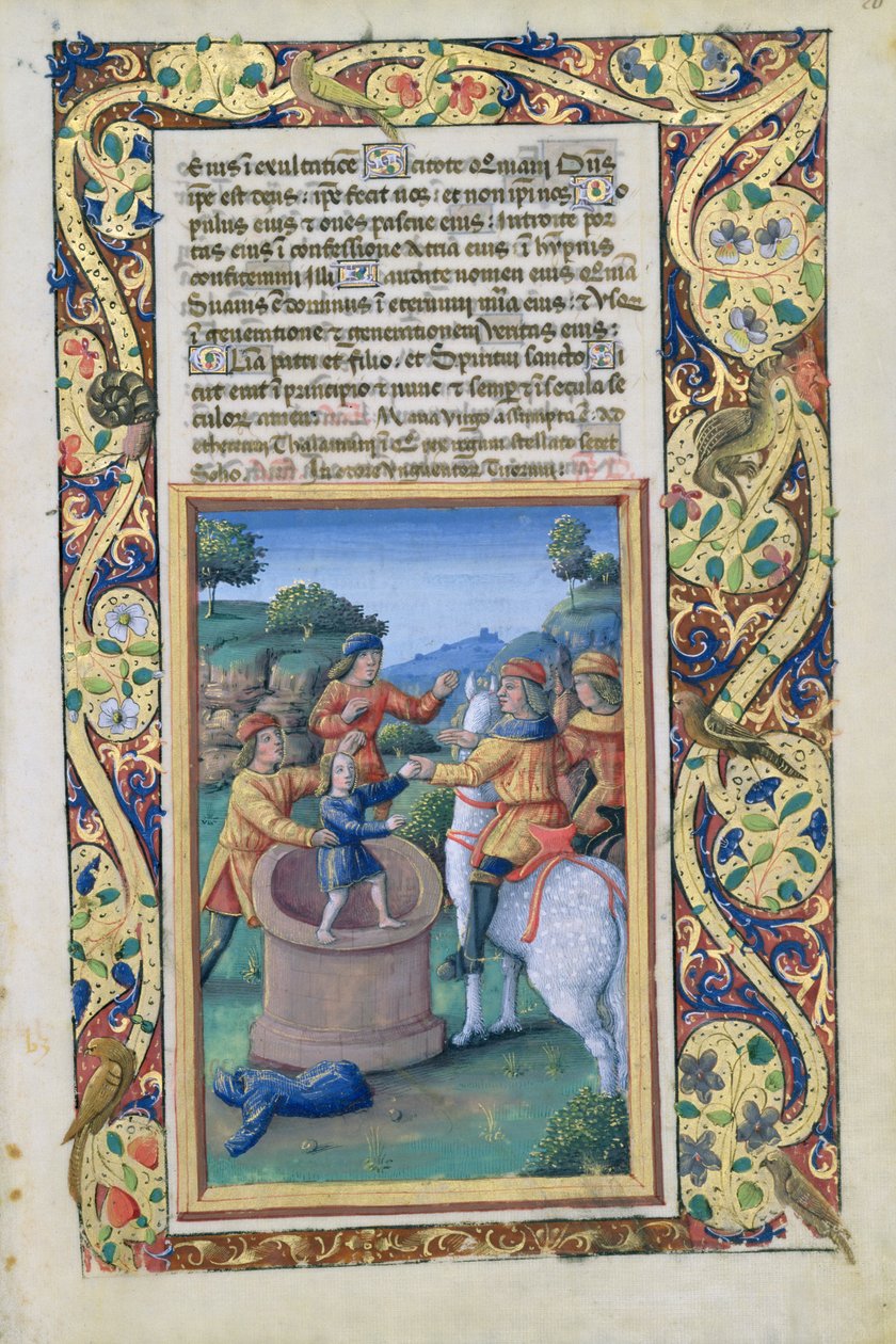 Ms Lat. Q.v.I.126 fol.20 Josef hämtas ur brunnen och säljs till ismaeliterna, från Louis dOrleans
