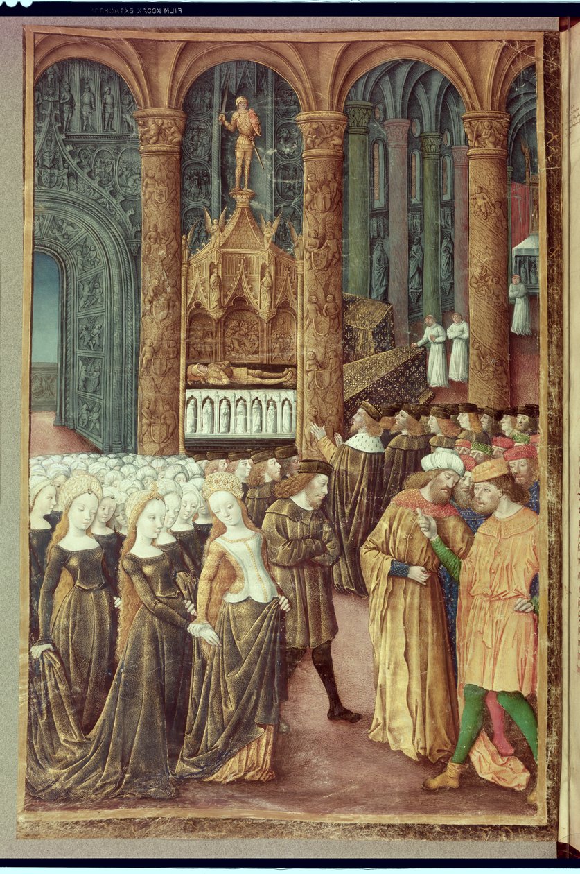 Nouv Acqu Fr 24920 fol.24v Priam före Hectors grav i Apollontemplet, från 