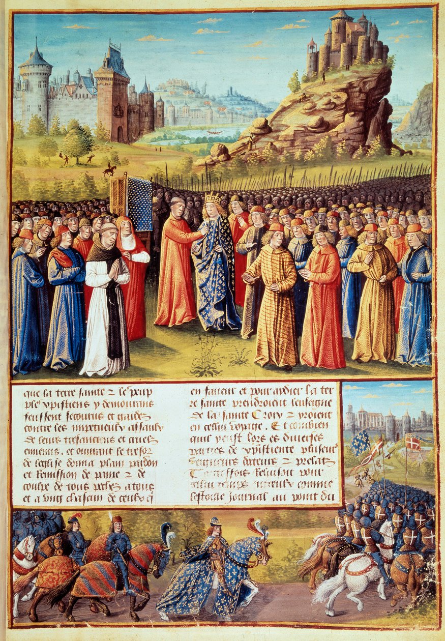 Andra korståget (1147-1149): Kung Ludvig VII sa att de unga (1120-1180) tog korset vid Vézelay i närvaro av Saint Bernard de Clairvaux (San Bernardo di Chiaravalle) (1090-1153) och kvällen i Versailles den 31 /03/1146. Många baroner tog också av Jean Colombe