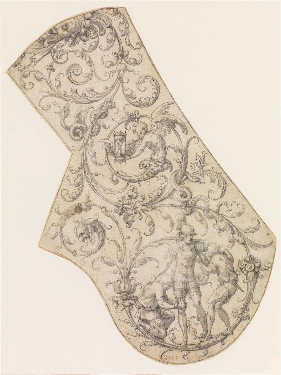 Design för rätt Pauldron av en paradrustning, ca. 1555. av Jean Cousin the Elder.