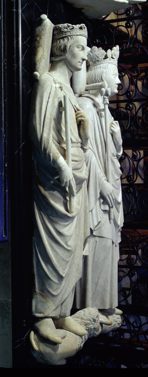 Bilder av Philippe III (1245-85), den djärve och Philippe IV (1268-1314) den mässa (marmor) av Jean D