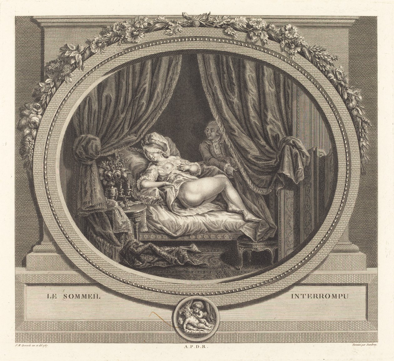 Den avbrutna sömnen av Jean Dambrun after François Marie Isidore Queverdo