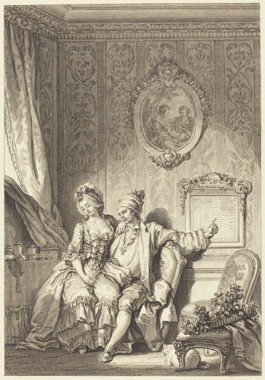 Vieillardernas kalender av Jean Dambrun after Jean Honoré Fragonard
