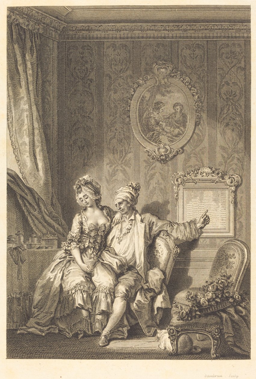 Le calendrier des vieillards av Jean Dambrun after Jean Honoré Fragonard