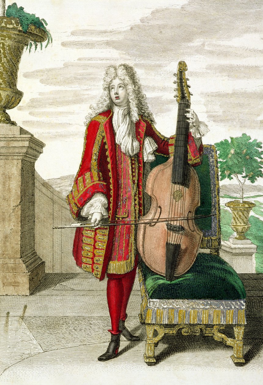 Gentleman spelar cello, publicerad ca 1688-90 av Jean Dieu de Saint Jean