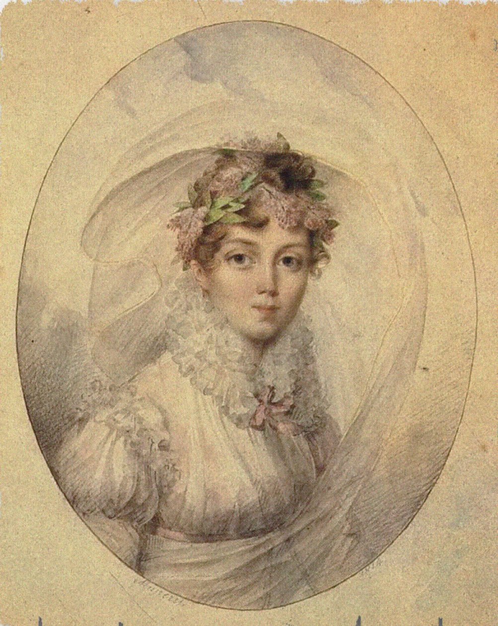 Porträtt av prinsessan Zinaida Alexandrovna Volkonskaya 1792-1862 av Jean Désiré Muneret