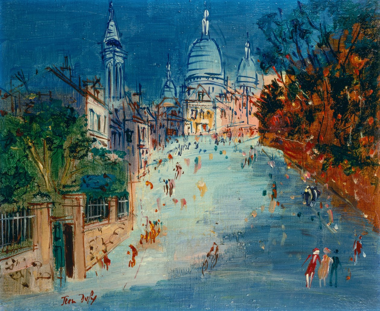 En gata i Montmartre (olja på duk) av Jean Dufy