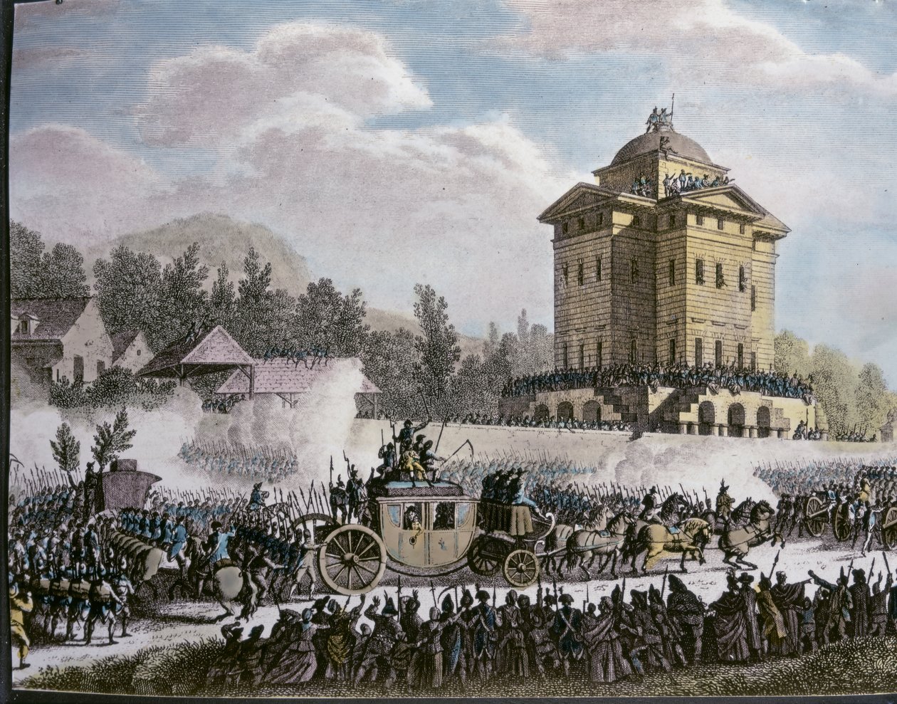 Kung Ludvig XVI:s ankomst till Paris efter gripandet i Varennes den 25 juni av Jean Duplessi-Bertaux