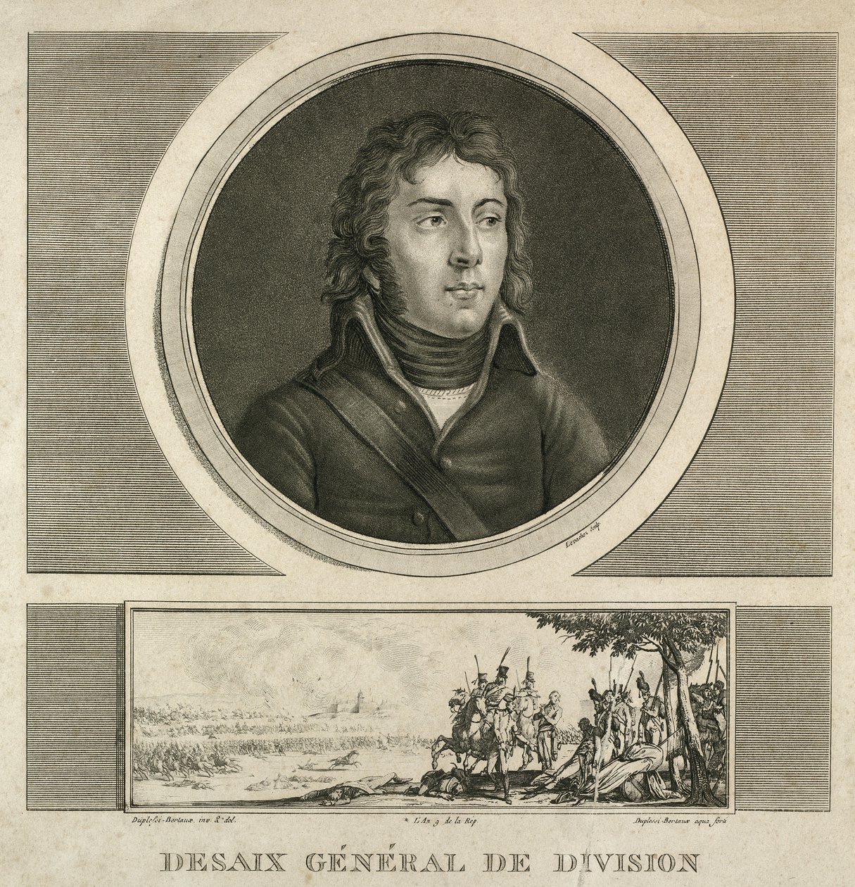Porträtt av general Louis Charles Antoine Desaix (cirka 1800 - 1815 0,38 x 0,24) av Jean Duplessi Bertaux