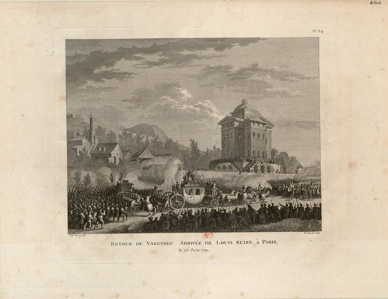 Återkomst från Varennes, Louis Capets ankomst till Paris, 1802. av Jean Duplessis Bertaux