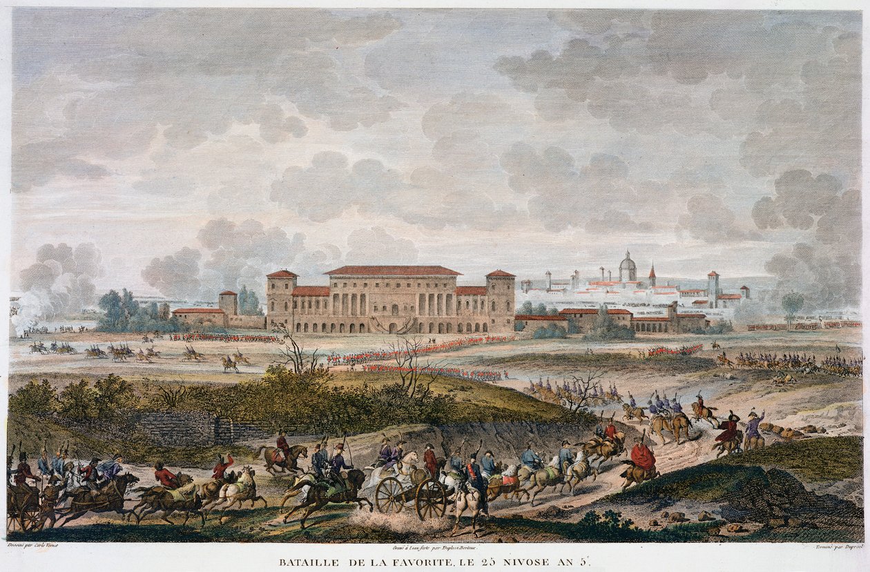 Slaget vid La Favorite, Italien, 25 Nivose, år 5 januari 1797 av Jean Duplessis Bertaux