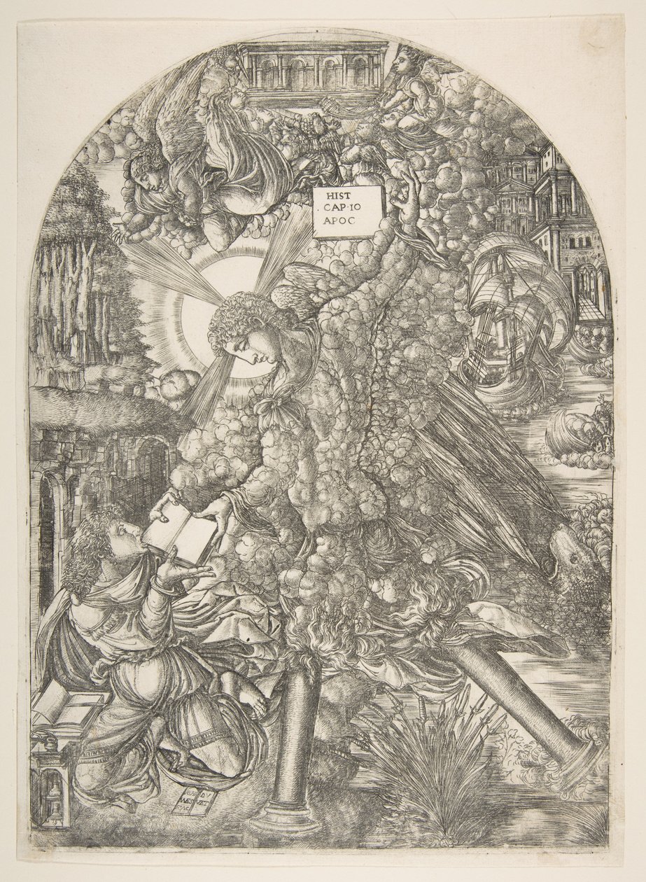 Ängeln ger Johannes boken att äta, från Apocalypse.n.d. av Jean Duvet