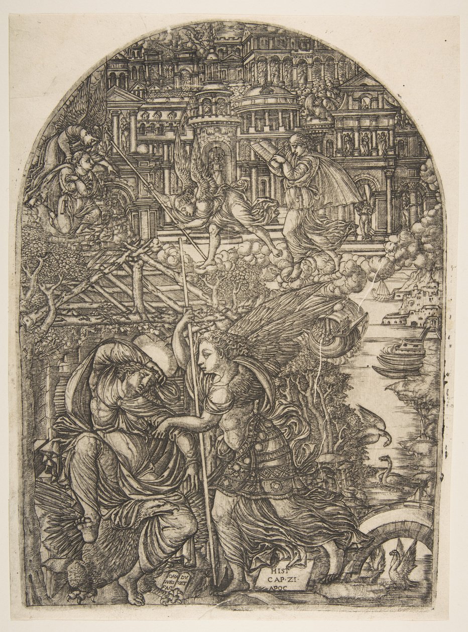 Ängeln visar Saint John the New Jerusalem, från Apocalypse.n.d. av Jean Duvet