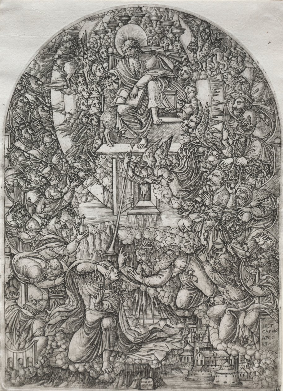 Apokalypsen: Johannes kallad till himlen, 1555. av Jean Duvet
