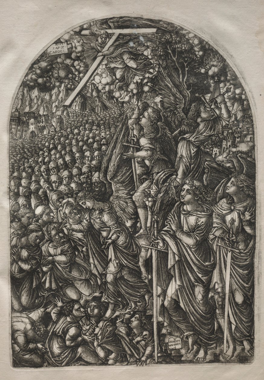 Apokalypsen: Fyra änglar som håller tillbaka vindarna, 1546-1556. av Jean Duvet