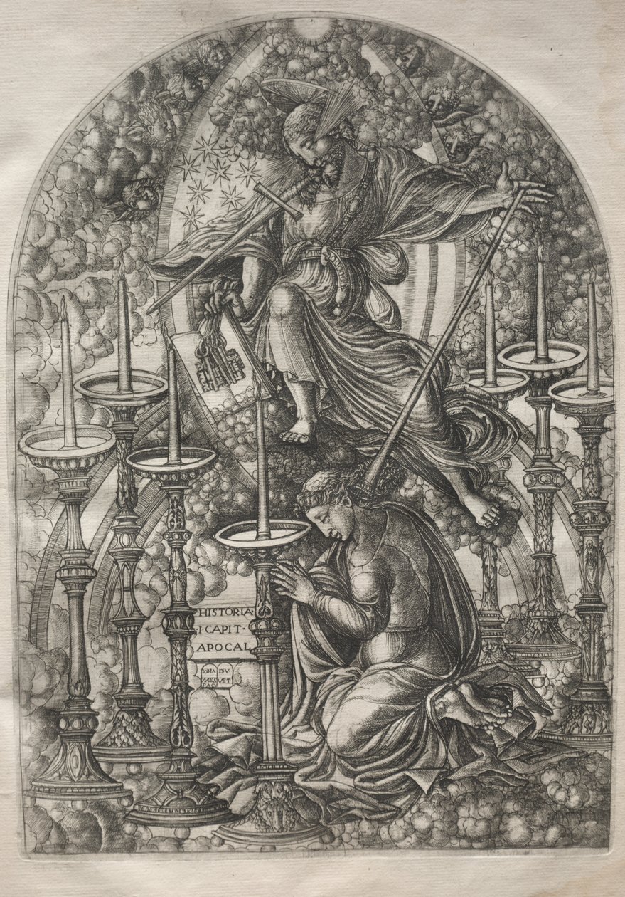 Apokalypsen: Johannes ser sju gyllene ljusstakar, 1546-1556. av Jean Duvet