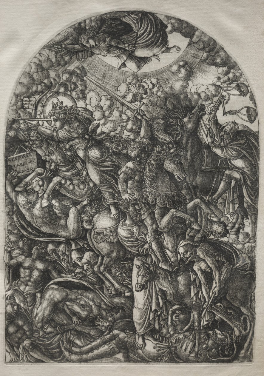 Apokalypsen: St. Johannes ser de fyra ryttarna, 1546-1556. av Jean Duvet