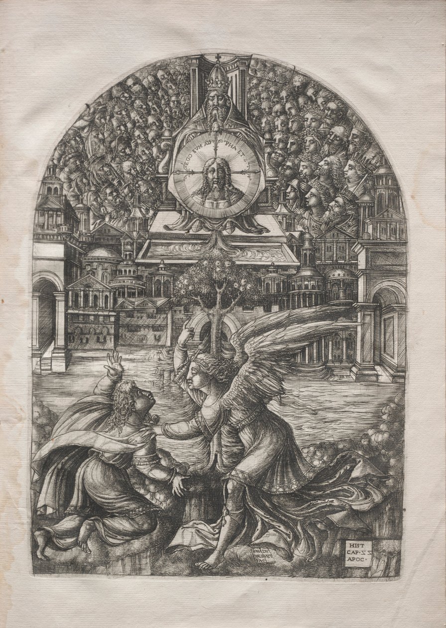 Apokalypsen: Ängeln visar St. Johannes fontänen av levande vatten, 1546-1556. av Jean Duvet