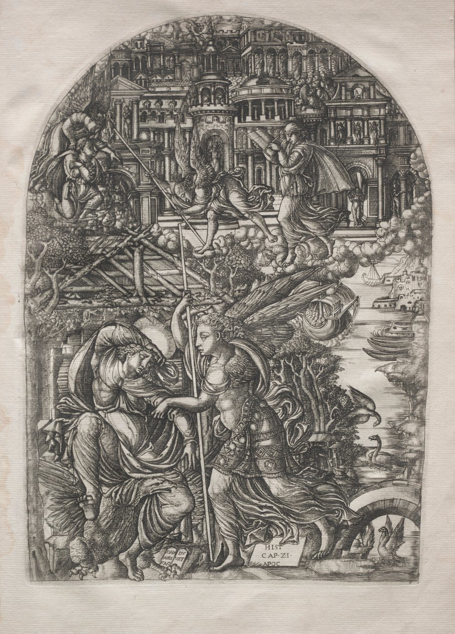 Apokalypsen: Ängeln visar St. Johannes det nya Jerusalem, 1546-1556. av Jean Duvet