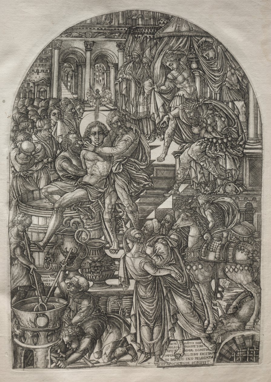 Apokalypsen: St. Johannes evangelistens martyrskap, 1546-1556. av Jean Duvet