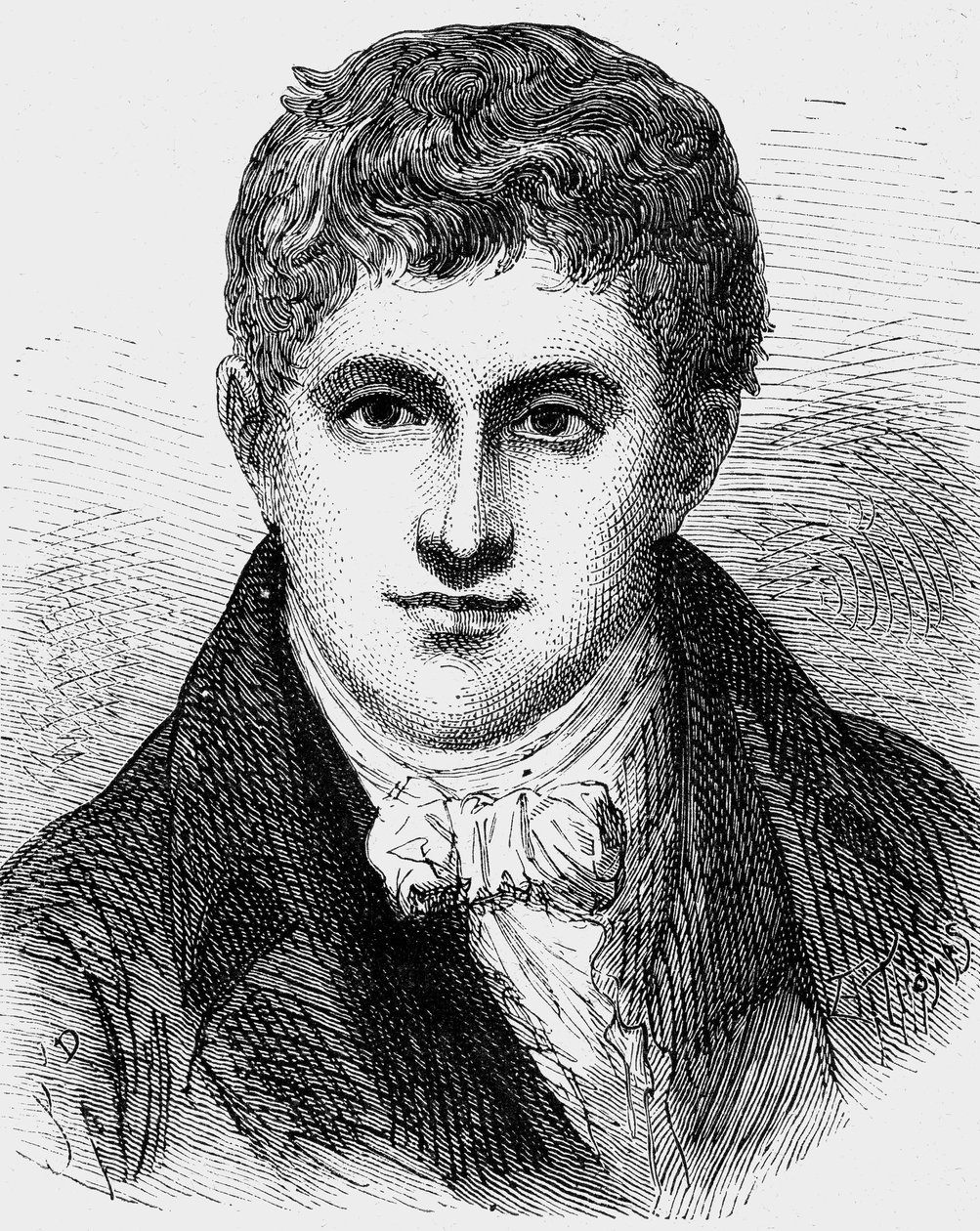 Humphry Davy (1778-1829) engelsk fysiker och kemist, gravyr av Jean Edouard Dargent