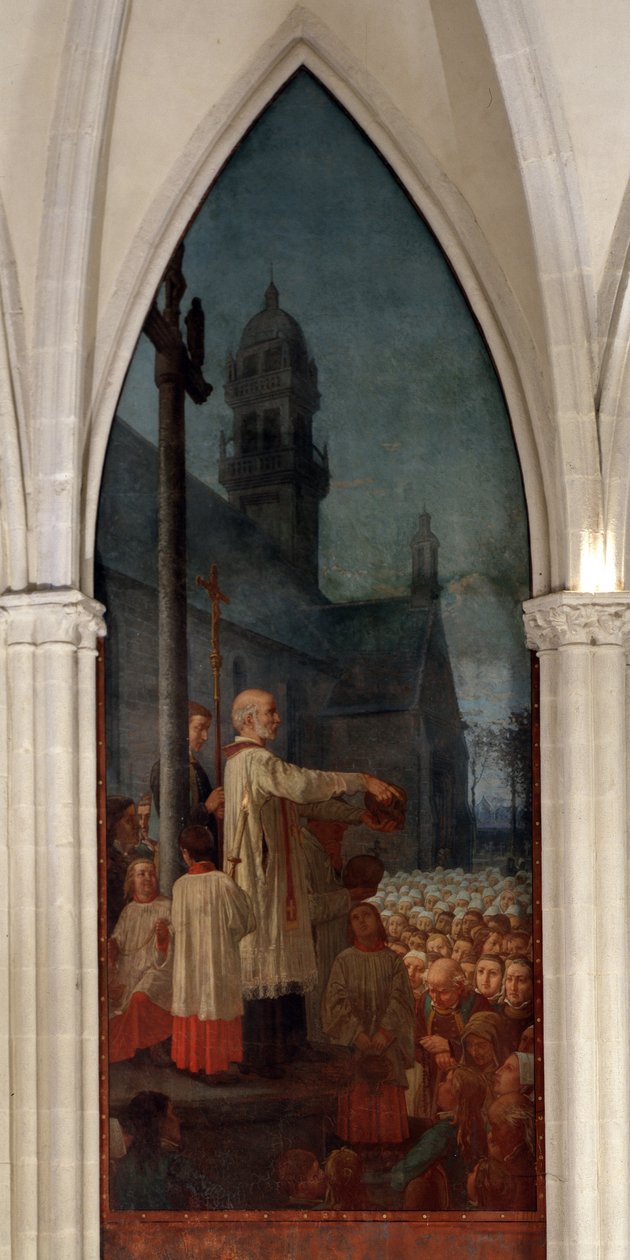 Predika av Michel le Nobletz (1577-1652) utanför en kyrka i Bretagne - Fresco, Saint Corentin Cathedral (Saint-Corentin), Quimper av Jean Edouard Dargent