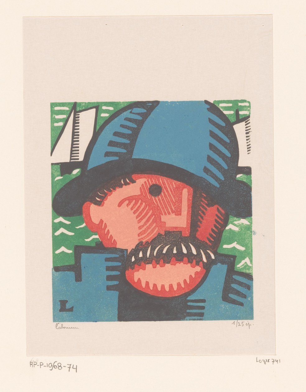 Chef för en fiskare med mustasch gammal otur av Jean Emile Laboureur (signed by artist)