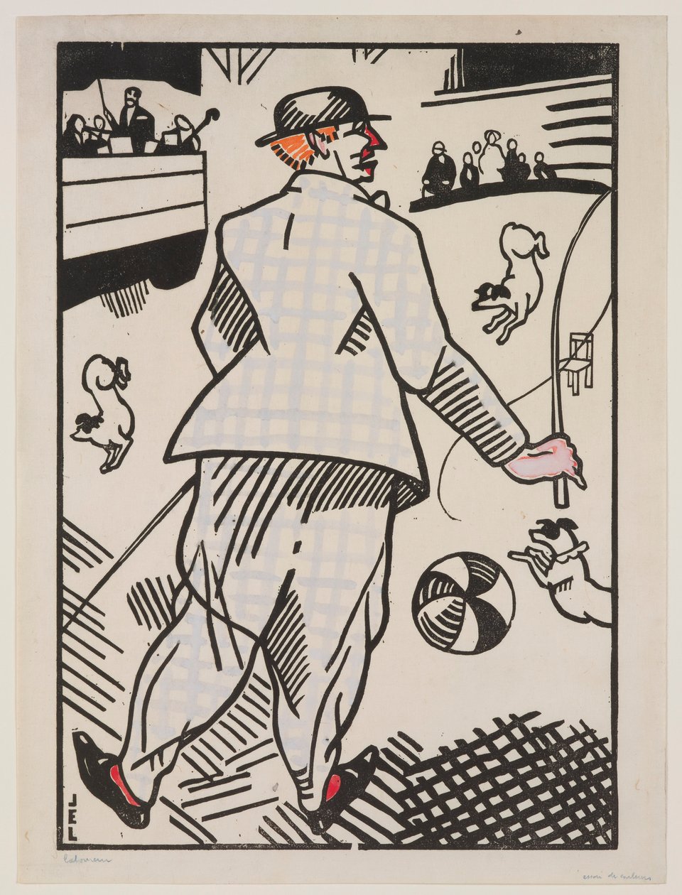 Clown med hundar (Le Clown aux Chiens) av Jean Emile Laboureur