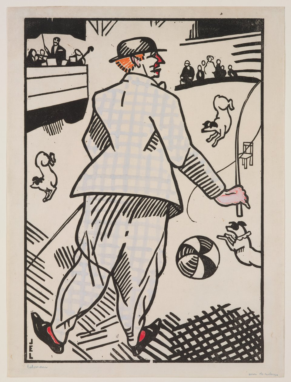 Clown med hundar (Le Clown aux Chiens) av Jean Emile Laboureur