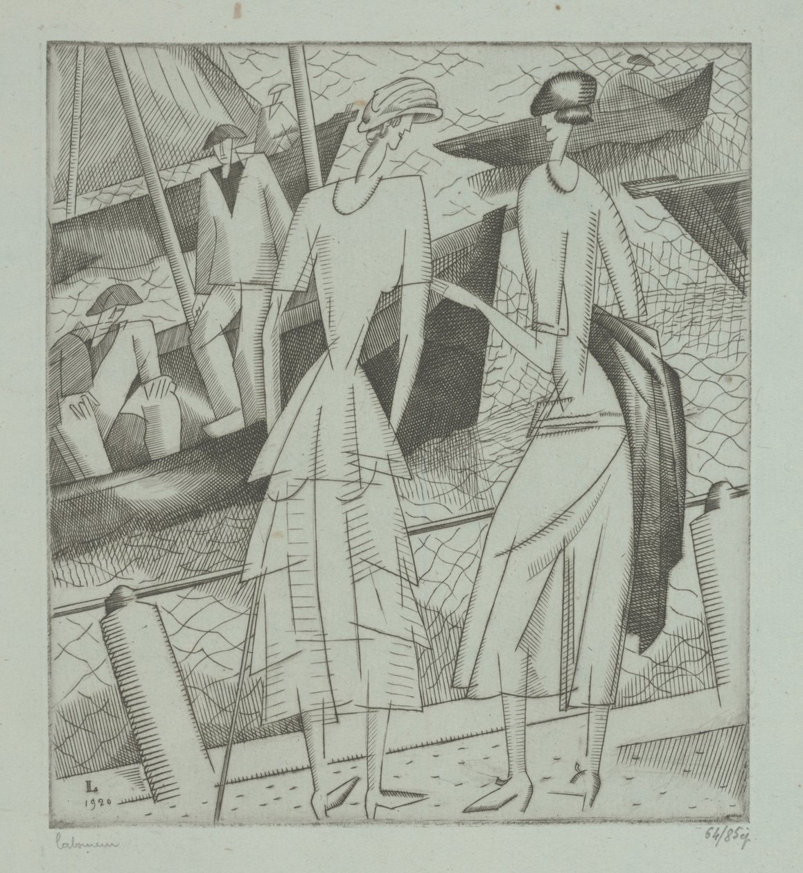 Unga kvinnor i hamnen av Jean Emile Laboureur