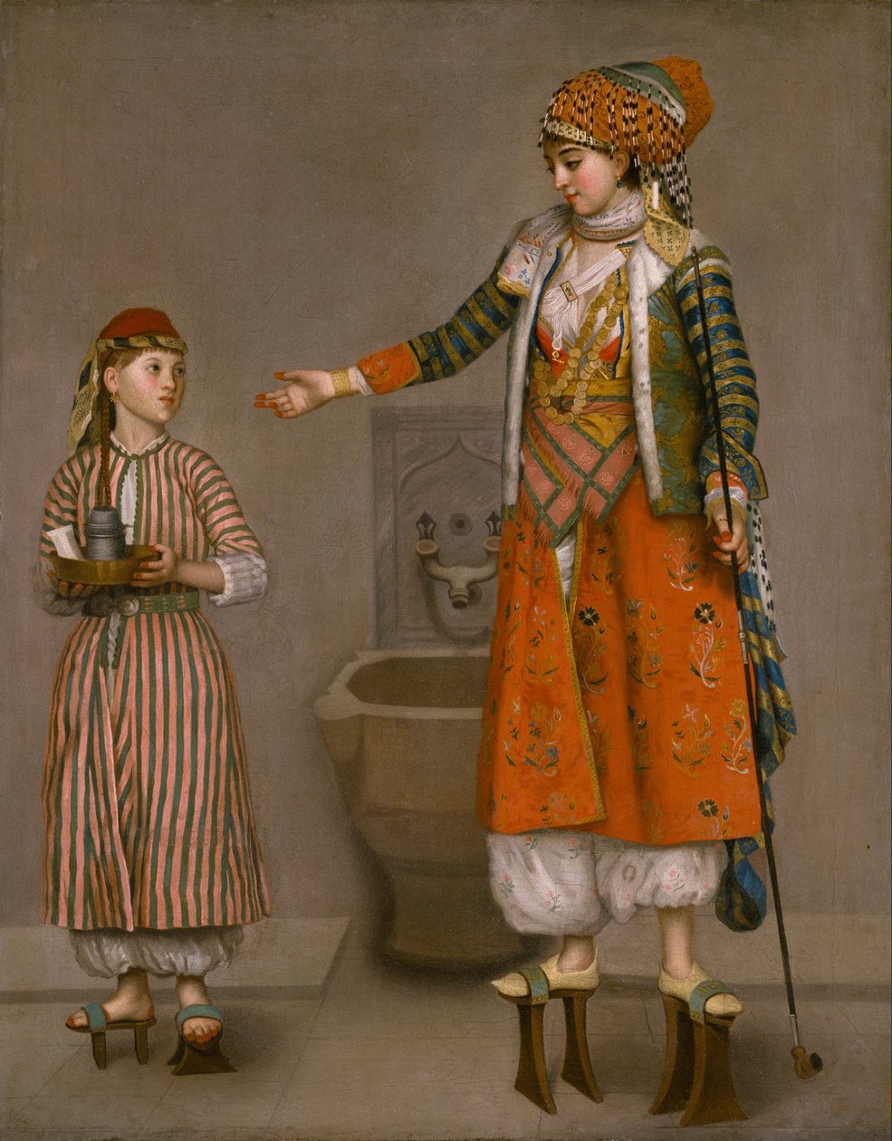 En dam i turkisk klänning och hennes tjänare av Jean Étienne Liotard
