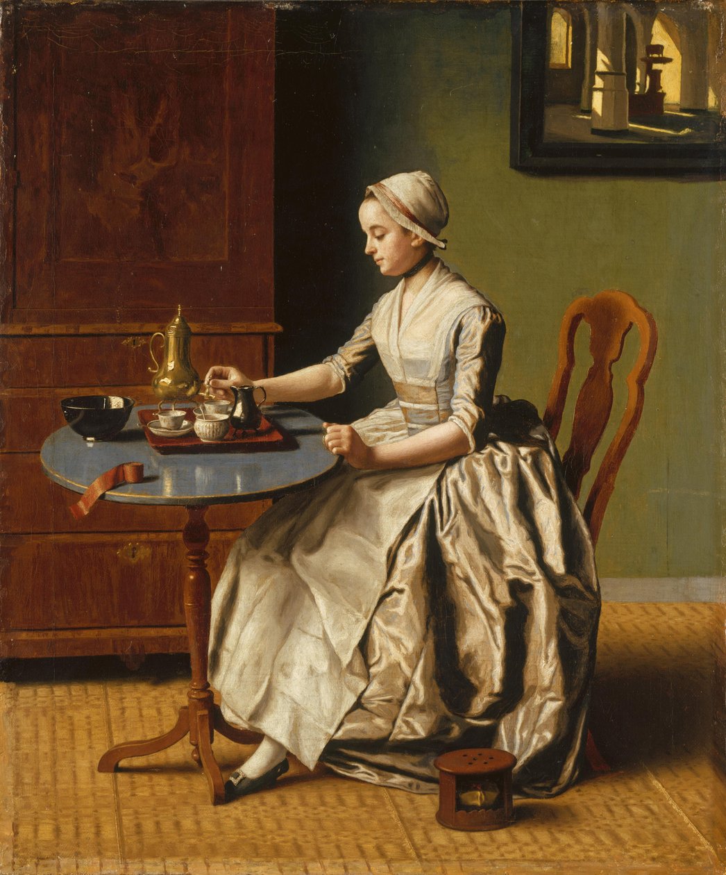 En dam som häller choklad La Chocolatière, ca. 1745 av Jean Étienne Liotard