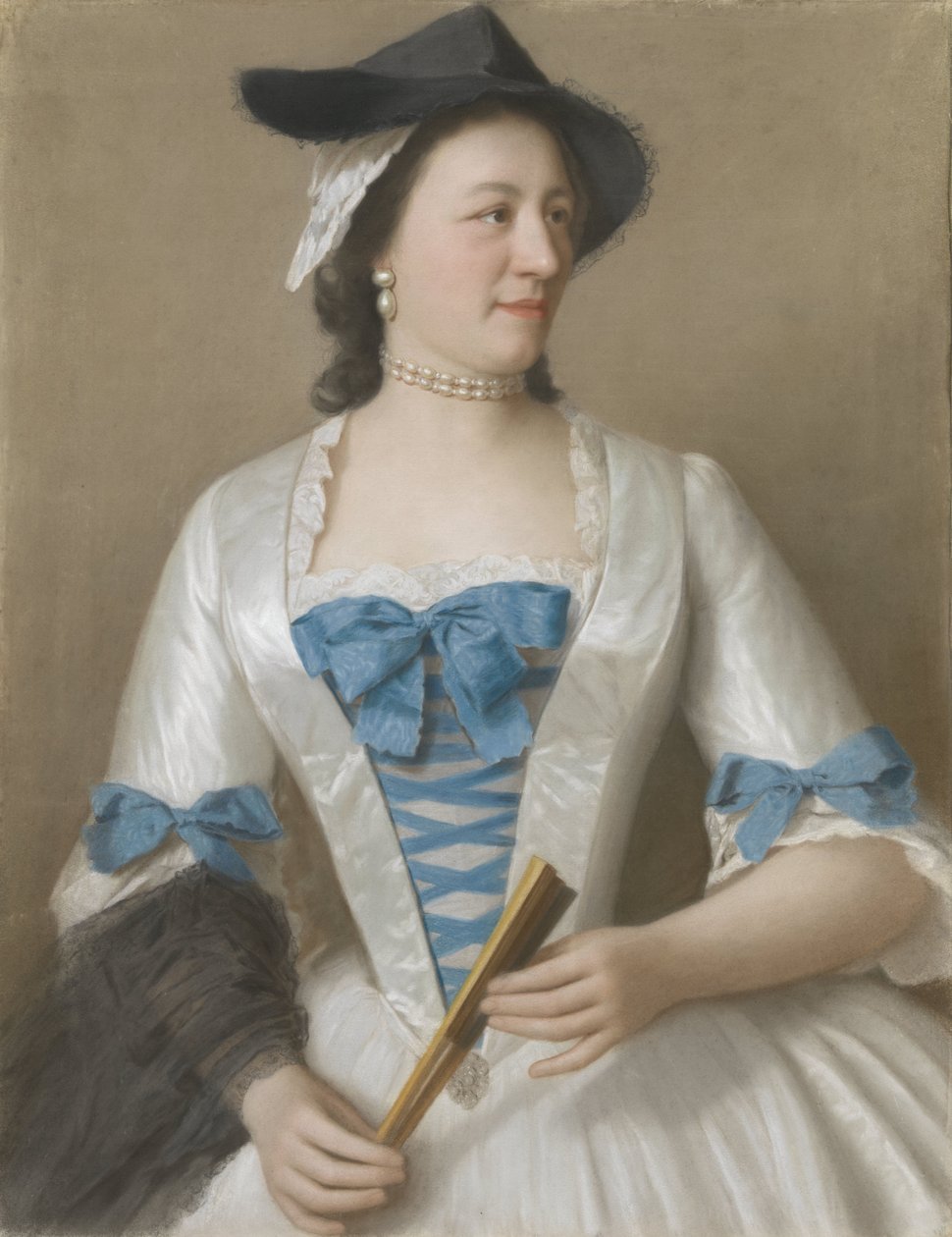 Porträtt av Jeanne-Elisabeth Sellon, Lady Tyrell Jeanne-Elisabeth Sellon (1705-1749), Lady Tyrell, echtgenote av Sir Charles Tyrell, 7de Baronet van Thornton (Buckinghamshire) av Jean Étienne Liotard