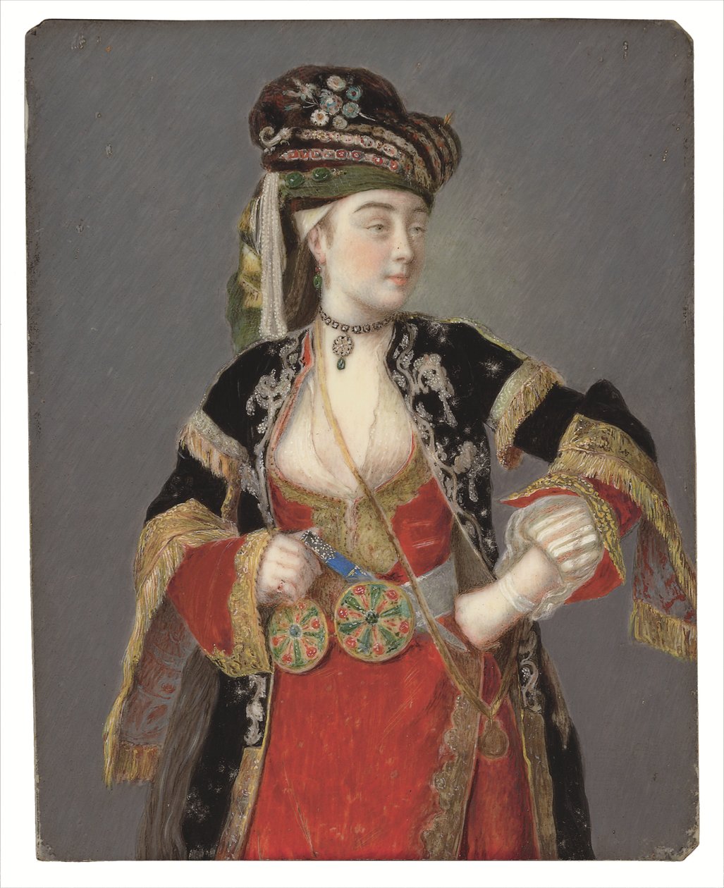 Förmodat porträtt av Laura Tarsi i turkisk klänning av Jean Étienne Liotard