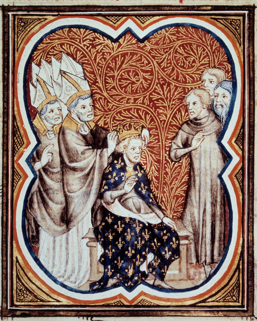 Le corre du roi Louis VI dit le Gros (1081-1137) Miniatyr hämtad från "Les grandes chronicles de France"" av Jean Fouquet (1420-1481) 1400-talets Paris, B.N. av Jean Fouquet