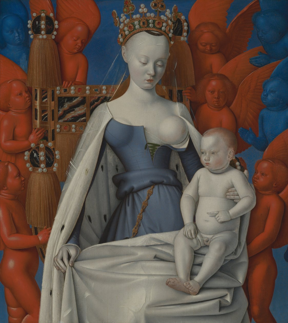 Madonna omgiven av serafer och keruber, ca 1450 (olja på pannå) av Jean Fouquet