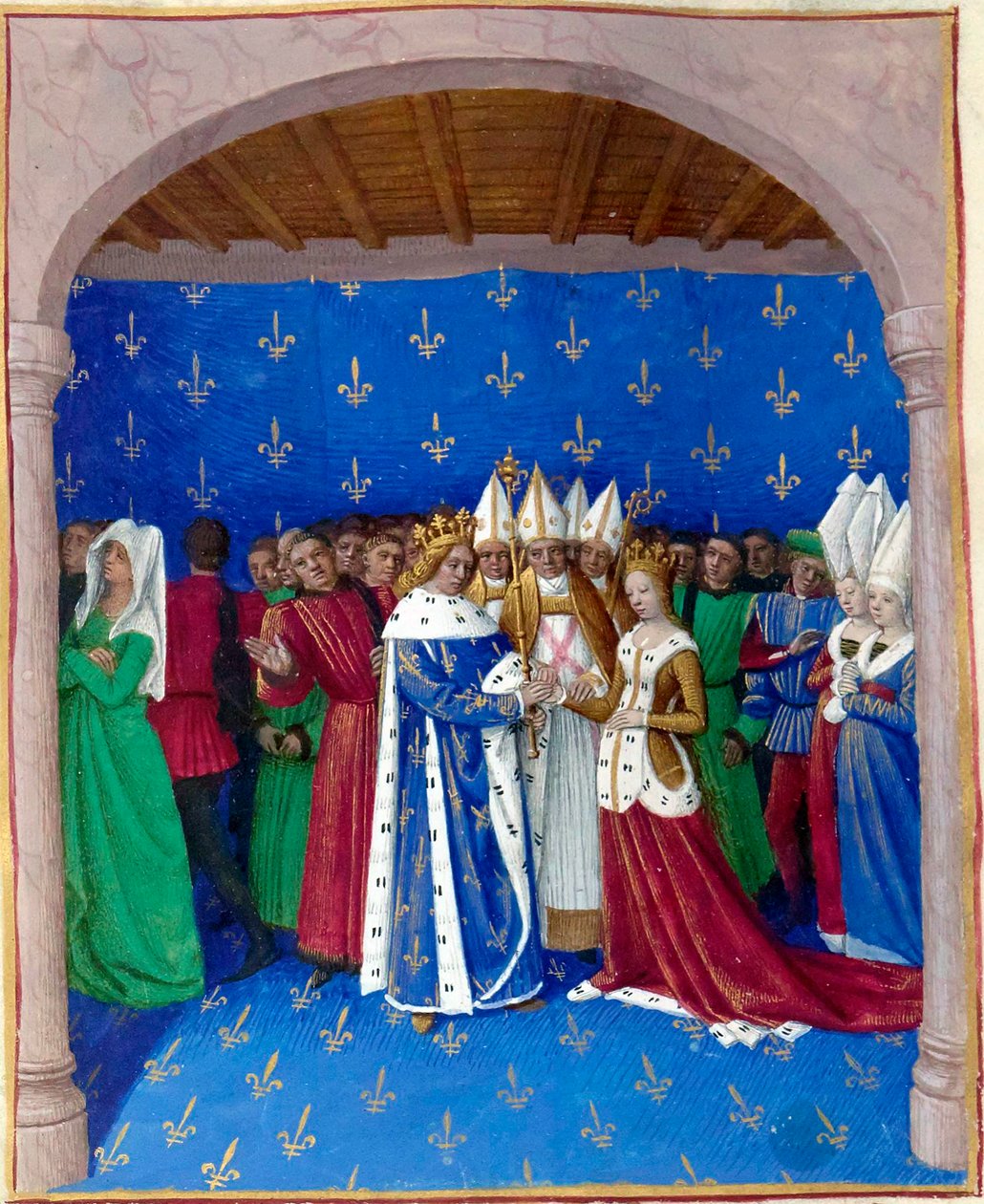Äktenskap mellan Charles IV le Bel och Marie de Luxembourg av Jean Fouquet