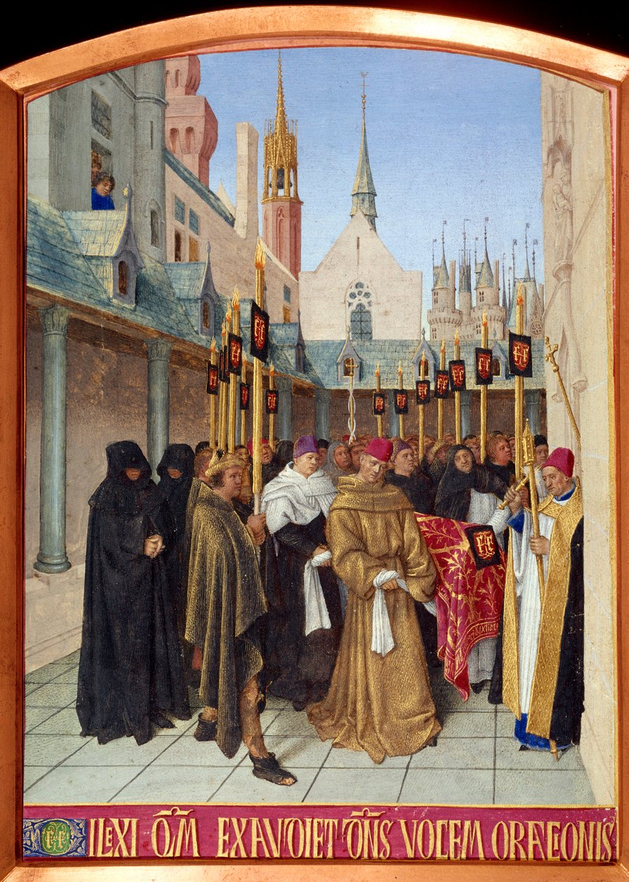 Begravningsscen i miniatyr i "Les Heures d