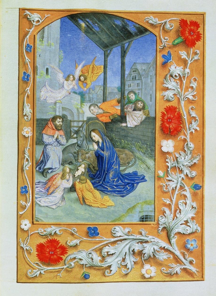 Ms 71 The Nativity, från Hours of Etienne Chevalier, c.1445 (vellum) av Jean Fouquet