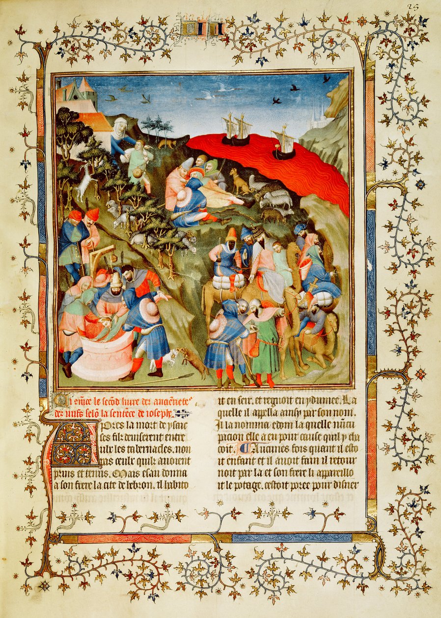 Ms Fr.247 f.25 Berättelsen om Josef, illustration, från  av Jean Fouquet