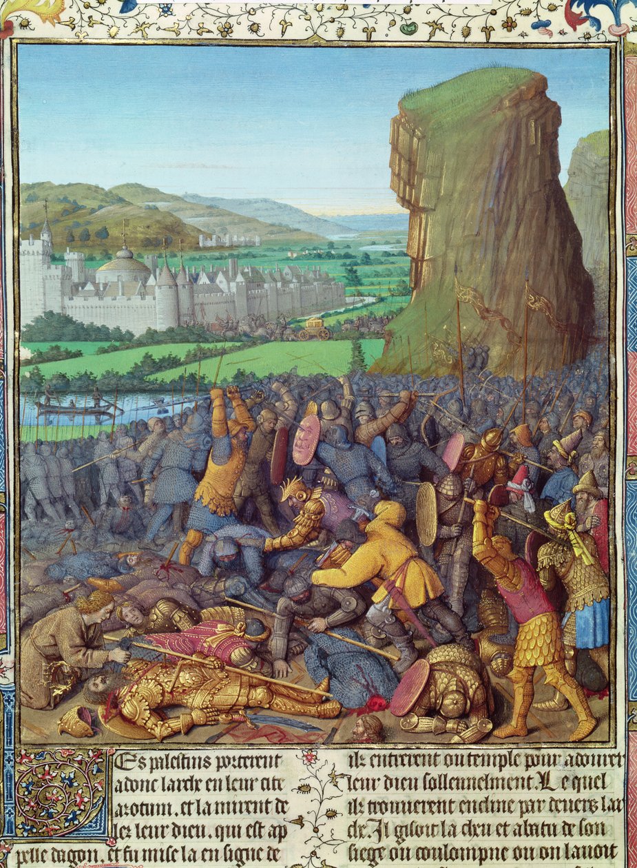 Fr 247 fol.110 Israeliternas seger över filistéerna, illustration från 