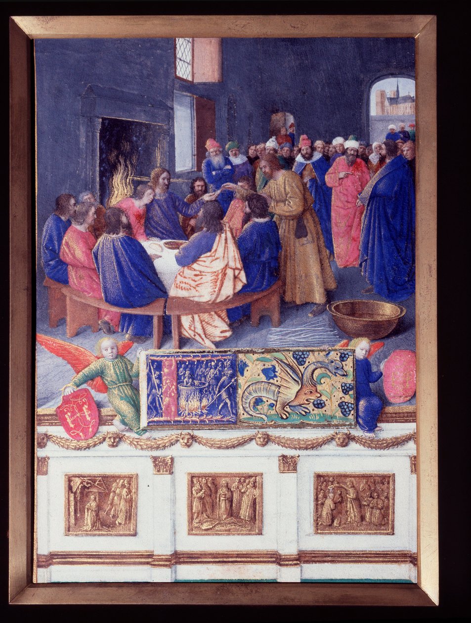 Saint John har Cene. Miniatyr hämtad från "" The Book of Hours of Etienne Chevalier"" av Jean Fouquet (1420-1477/1481) av Jean Fouquet
