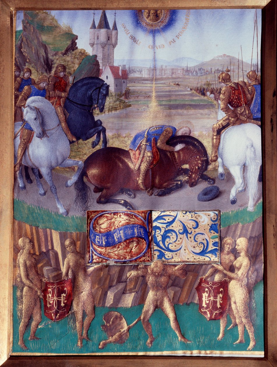 Saint Paul på väg till Damaskus Miniatyr hämtad från "The Book of Hours of Stephen Chevalier" av Jean Fouquet (1420-1477/1481) av Jean Fouquet