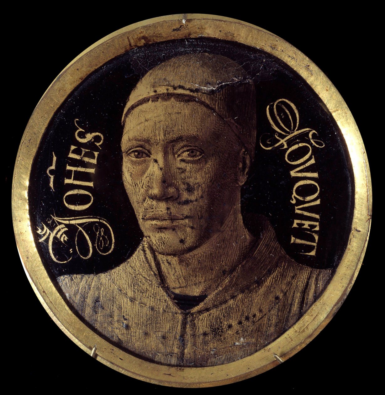 Självporträtt från diptyken Notre-Dame de Melun Miniatyrmålning på e-post av Jean Fouquet (1420-1477/1481) 1400-talet Diam. 0,068 m av Jean Fouquet