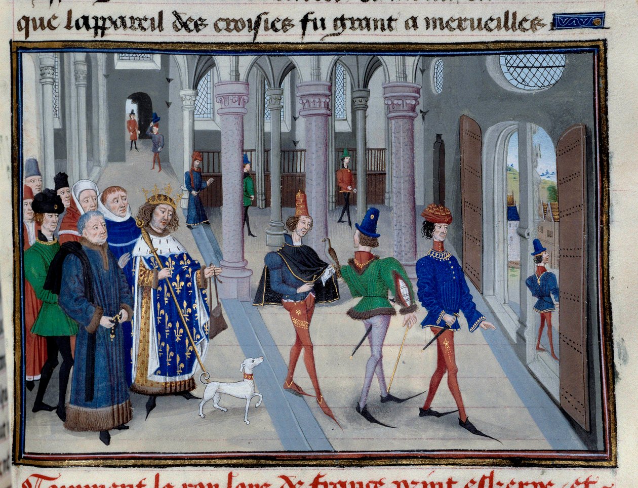 The King Saint Louis (Louis IX (1214-1270) appreting to lämna utomlands"" Miniatyr från "Les Grandes Chronicles"" av Jean Fouquet (1420-1481), Paris, Library of the Arsenal av Jean Fouquet